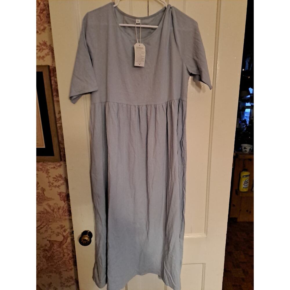 Made with Love dress Mennonite Amish Size XL Blue, New Pockets Womens